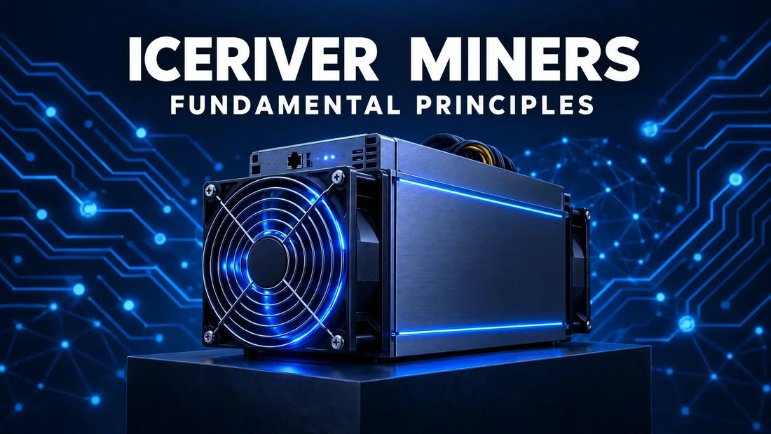 Dark navy tech cover explaining the core hardware principles behind IceRiver ASIC miners.