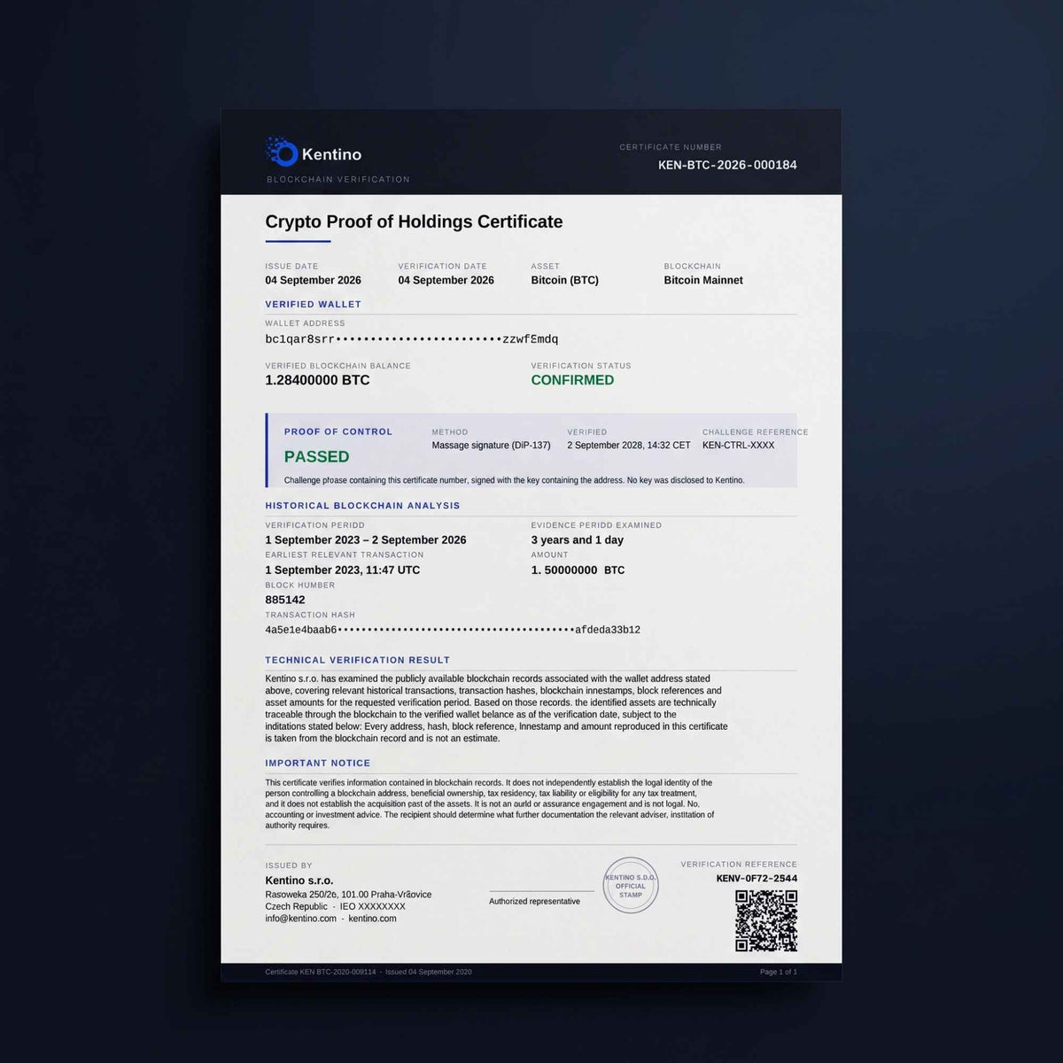 Verified Identity Certificate